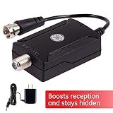 GE Indoor TV Antenna Amplifier, Antenna Signal Booster, HD TV Digital VHF UHF, Low Noise, AC Power Adapter, Black, 42178