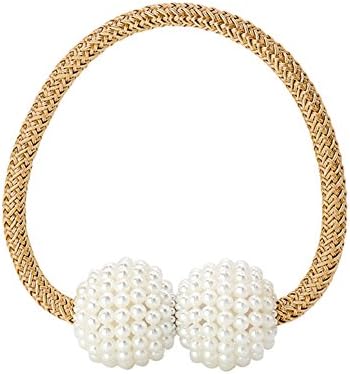 longyitrade Faux Pearl Beads Ball Magnetic Curtain Buckles Tieback Holder Bedroom Home Decor - Golden