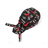 Tinksky Fashion Chefs Hat Kitchen Catering Skull Cap Ribbon Cap Turban (Pepper Pattern)