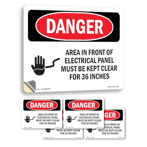 Electrical Panel Keep Clear OSHA Danger Vinyl Decal Label 5 Inch x 3.5 Inch - 5…