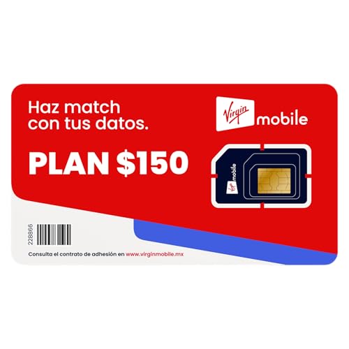 Genérico Chip Virgin Mobile 150 | 15 GB totales + Whatsapp Ilimitado (Tarjeta SIM física) | 7 GB Libres (Comparte Internet) | 1 GB Video | 7 GB Redes sociales y apps | ILIMITADAS: Whatsapp y Música