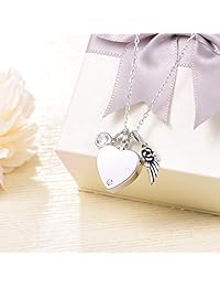 BEILIN 925 Sterling Silver Angel Wings Cremation Jewelry Keepsake Memorial Urn Necklace for Ashes: God has You in his arms I Have You in My Heart