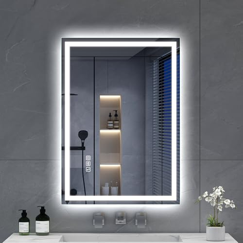 S'bagno Bluetooth Bathroom Mirror with Lighting 70 x 50 cm LED with Demister 3000K 6500K Dimmable Memory HD Tempered Glass IP44 with LED Horizontal/Vertical