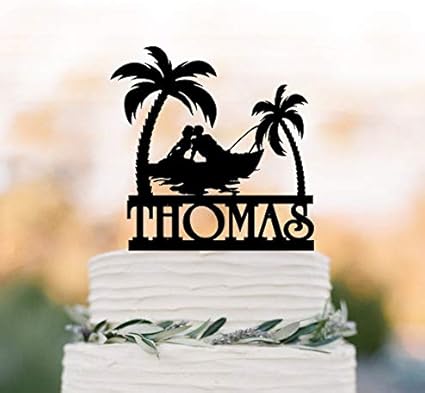 Decoration De Gateau De Mariage En Plein Air De Montagne Avec Bateau De Peche Arbre De Mariee Et Marie Silhouette De Gateau De Peche Decoration De Gateau De Palmier Plage Mariage Amazon Fr