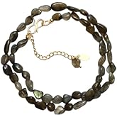 Gempires Handmade Gemstone Beaded Necklace Oval Crystal Choker Jewelry Hypoallergenic 18 Inch Gold Plated Western Fashion Jewelry Gifts