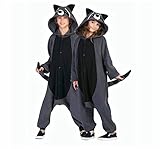 WOTOGOLD Animal Cosplay Costume Racoon Unisex Adult Pajamas Gray Large