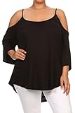 Modern Kiwi Solid Off-The-Shoulder High Low Plus Size Tunic Top Black 3X