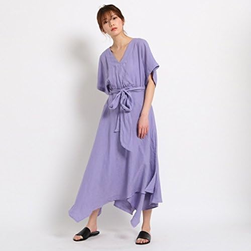 Amazon ドレステリア レディス Dressterior Ladies ワンピース 洗える リネン製品染めキモノスリーブワンピース ロイヤルパープル 0 00 Free ワンピース チュニック 通販