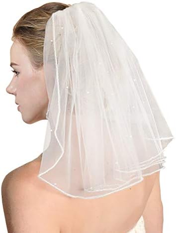 Bridal Wedding Veil Short with Comb Tulle for Bachelorette Party 38cm/15”