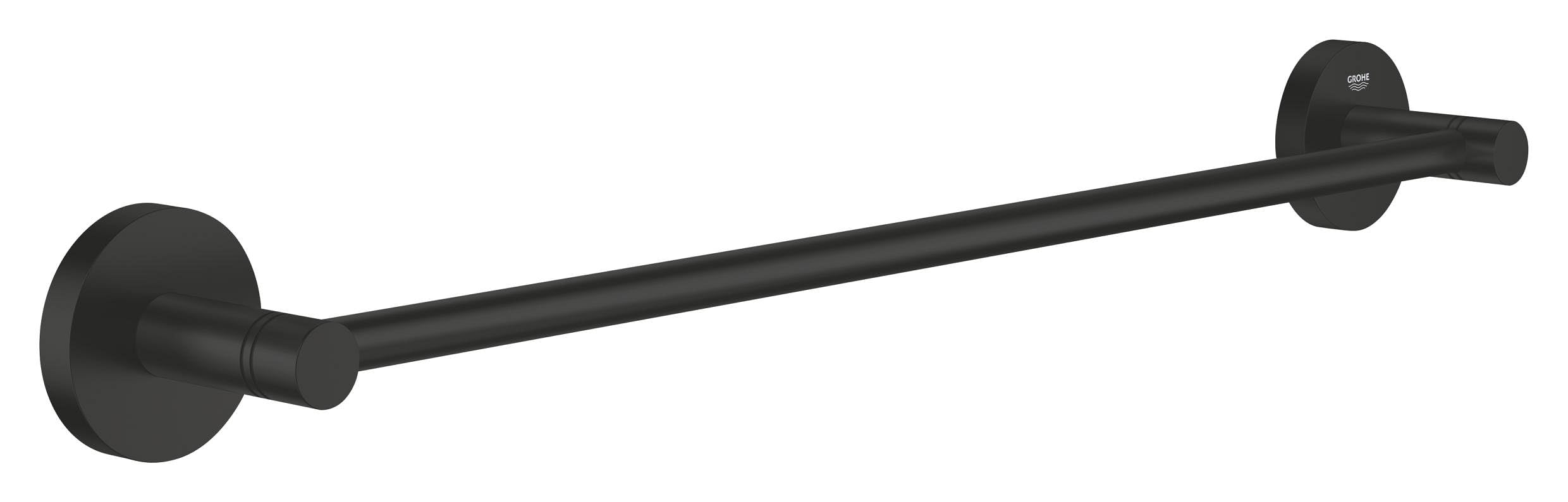 GROHE Start QuickFix Towel Rail (Metal, Concealed Fastening, Including Screws and Dowels, Extra Easy to Fit QuickGlue), Size 504 mm, Matt Black, 411972430