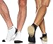 Physix Gear Short Compression Socks for Men & Women - Best Low Compression Socks Women & Men with Arch Support, Ideal for Running, Plantar Fasciitis comfort, and Swelling - Ankle, Brown/White, S/M