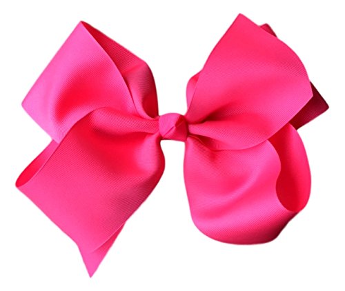 Victory Bows Extra Large 9" Neon Pink Hair Bow made with 3" Grosgrain Ribbon- The Haylie-Made in USA French Clip