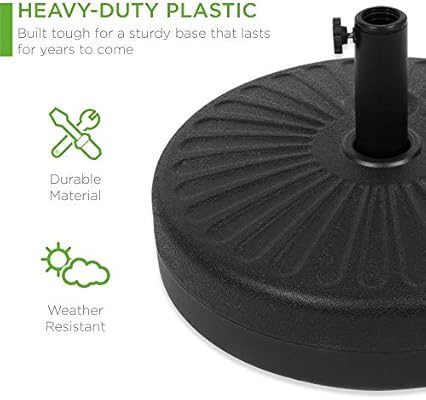 Amazon Com Best Choice Products Fillable Umbrella Base Stand Round Plastic Patio Umbrella Pole Holder For Outdoor Lawn Garden 50lbs Weight Capacity Black Garden Outdoor