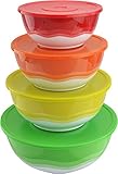 Surpahs Superior Nested Mixing & Prep Bowl Set of 4 Bowls w/ Color Matched Complementary Lids [Improved]