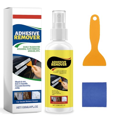 LBOYLOVE® Sticky Stuff Remover Spray, Sticker and Adhesive Remover Kit with Plastic Scraper and Cloth, for Tape, Sticker Residue, Tar, Grease, Chewing Gum, Wax, Wet Paint, Crayon, Floor and More
