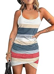 Acelitt Stripe Sundress for Women 2023 Summer