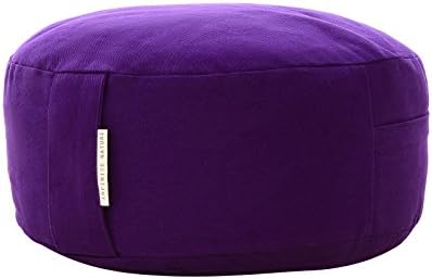 Yoga Meditation Cushion Zafu With Buckwheat Fill - Organic Cotton - Color Purple.