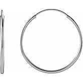 Solid 14k White Gold 20mm Tube Hoop Earrings (20mm x 1mm)