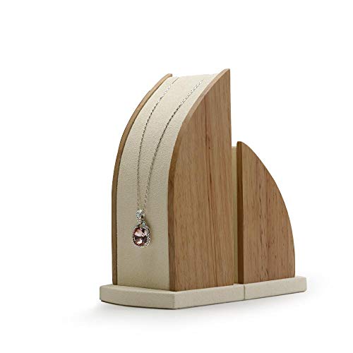 Oirlv 2Pcs/Lot Solid Wood Long Chain Necklace Pendant Bracelet Stand Retail Stores/Trade Shows Showcase Display Jewelry Holder Exquisite Decorative Props (Creamy-White Curved)