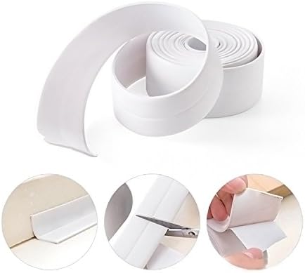 Fangie PVC Sealing Tape Caulk Wall and Corner Self Adhesive Peel Fixture Tape Caulk Waterproof Sealer Strip for Bathroom Bathtub Kitchen Sealing Tape Seals Set of (3.2m2cm, White)
