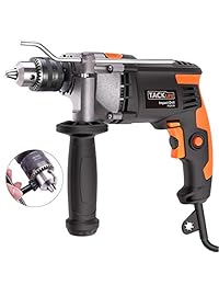 TACKLIFE - Taladro de martillo con cable de 71 amp 3000 rpm (0.512 in) con cubierta de aleación de aluminio, mango giratorio de metal, disparador de velocidad variable, varilla de profundidad, herramienta ideal para bricolaje - PID03A