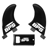 BPS 2-Piece Side Bites Fins - Glass Flex Surf Fin Set (FCS GL Style)&nbsp;- Side-Bites for 2+1 Setup Longboard, Surfboard, or SUP - Comes with Waxcomb (Classic Black)