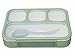 Lunch Box Bento Box - Fashion Rectangle Grid Lea-proof Food Container for Adults & Kids - 1000 ml 3 or 4 Compartments with a Spoon - BPA-free Microwave-safe Boxes (Green)