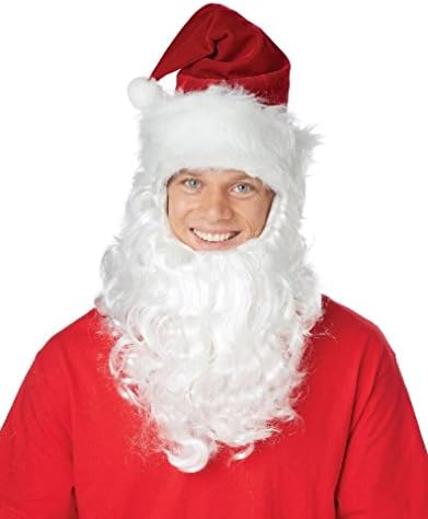 Fancy Santa Claus Getup Hat with Attached Beard Costume Kit