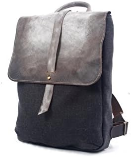Mens Womens 11"/ 13"/ 15" Laptop Faded Leather and Canvas Backpack - Unisex - Rucksack Schoolbag Hadmade distress Leather Bag , day pack,