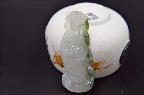 Chinese Buddha kwanyin jadeite pendant handmade genuine green old jade certified