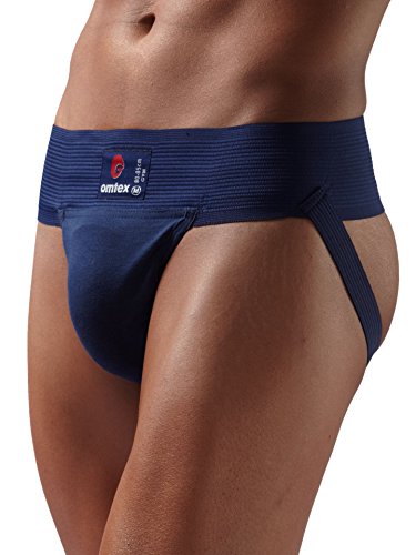 Omtex Gym Jockstrap Cotton Supporter with Cup Pocket for Men's Navy Blue Waist 34 Inches by Yogi Sports - Thumbnail 3