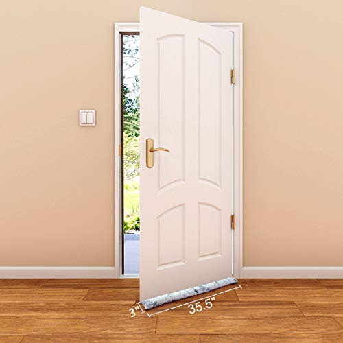Wotefusi Door Window Draft Stopper Under Door Draft Blocker Natural Buckwheat Hull Filled with Detachable Cover 35.5" Energy Saver Guard Noise Light Odor Dust - Thumbnail 3