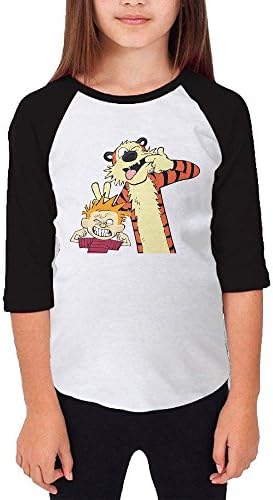 ASKKEEEN Youth Calvin and Hobbes Lightweight,Narrow Coverseamed Neck Short Sleeve Raglan Tee