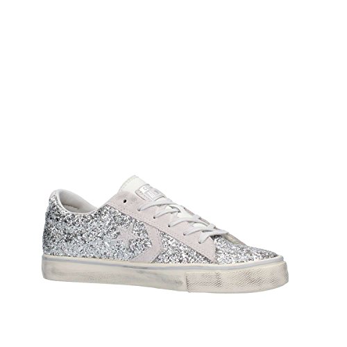converse argento pelle