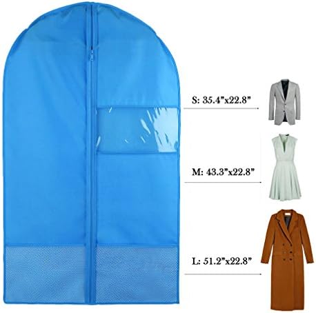 Garment Bag, Garment Cover, Garment Bags for Travel, Storage Dress Suits Clothes With Pocket Viewing Window, Oxford Cloth Washable Breathable Durable Dustproof Mothproof (M, Blue)