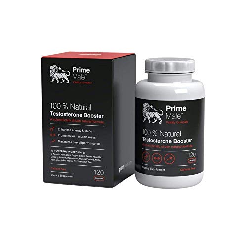 PRIME MALE Vitality – Natural Testosterone Booster for Men Over 30 – Energy, Strength, Libido & Muscle Support – 120 Capsules (30-Day Supply)