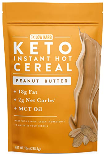Keto Instant Hot Breakfast Cereal Peanut Butter with MCT Oil - 2g Net Carbs - Perfect Keto Diet Macros - Moderate Protein, High Fat - 10oz