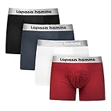 Lapasa Men’s Boxer Brief 4-Pack Underwear Cotton Stretch Wide Waistband with Open Fly M03