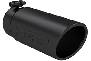 MBRP 3.5 Inch Inlet Black Exhaust Tip, 4" Outlet 10" Part Length, Single Wall Rolled Angle Cut, Universal Powder Coated Stain
