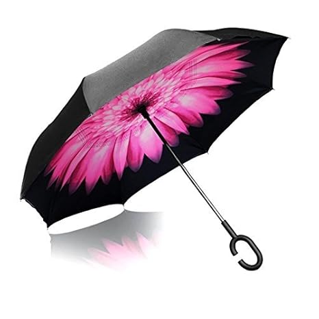 Double Layer Inside Folding, Hands Free Umbrella for Rain and Sun Protection, Multicolor, Pack of 1