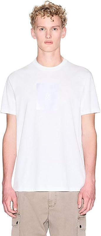 One Block Up, Rubbered And Satin Logo T-Shirt, Bianco Sporco, S Uomo