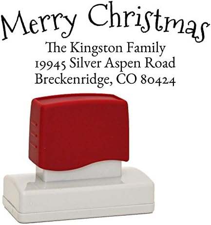 Christmas Rubber Address Stamp, Customized with either Merry Christmas or Happy Holiday Self-Inking Stamper in your choice of ink