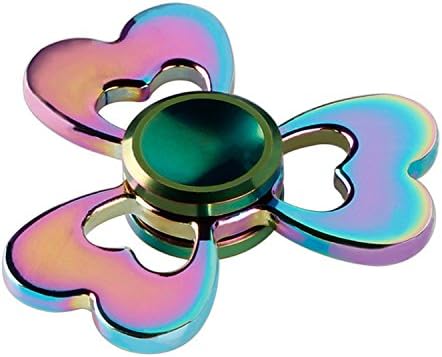 Digit Spinner Fidget Toy ADD/ADHD Anxiety Stress Relief EDC EDC Spinner Fidget, Suitable for Kids and Adults(Heart shaped 3 Leaf Petals)- Rainbow