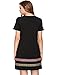 Romwe Women's Boho Short Sleeve Loose Casual Embroidered Tunic Dress Black M