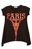 Big Girls Kids Brown Paris Short Sleeve Sporty Tee Top USA