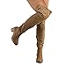 Women's Over The Knee Stretch Boot - Trendy Low Block Heel Shoe - Sexy Over The Knee Pullon Boot - Comfortable Easy Heel Boot, TPS Linden-01 v4 Taupe Size 8.5