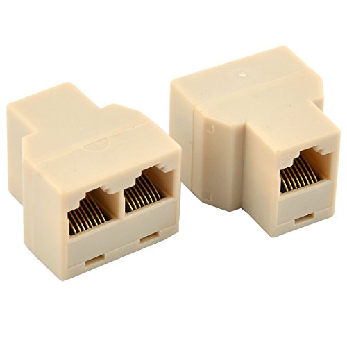 uxcell RJ45 1 to 2 Dual Port CAT 5 CAT 6 LAN Ethernet Socket Connector Splitter Beige 6 PCS