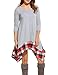 ACEVOG Women Irregular Hem Long Sleeve Plaid Loose Shirt Dress Top Gray XXL