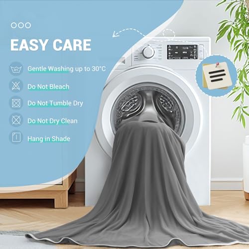 Marchpower Refreshing Summer Blanket, Arc-Chill 3.0 200 x 220 cm, Lightweight and Cool Double-Sided Blanket, Anti-Heat Blanket for Sofa, Office, Travel and Pet Bed Sheet – Grey