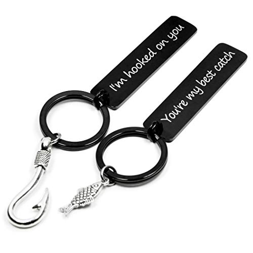 Couple Keychain I'm Hooked on You You're My Best Catch Funny Valentine